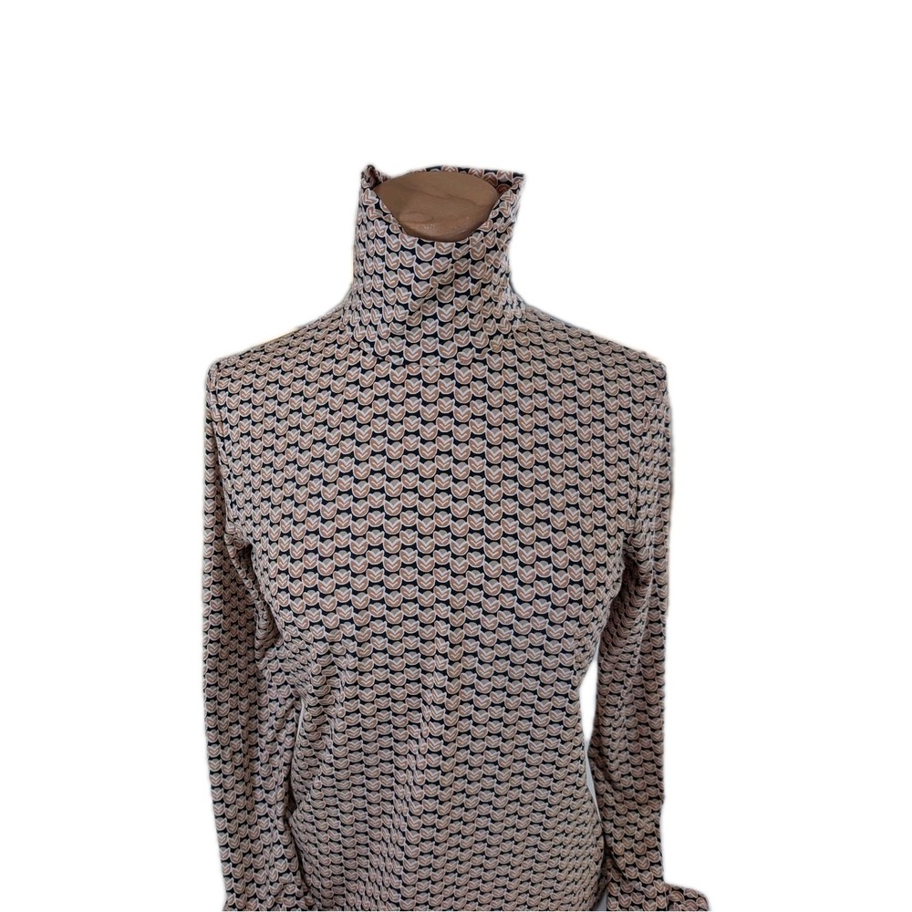 J McLaughlin Nora Turtleneck Geo Floral Herringbone Long Sleeve Shirt Size Small